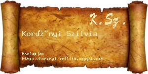 Korényi Szilvia névjegykártya